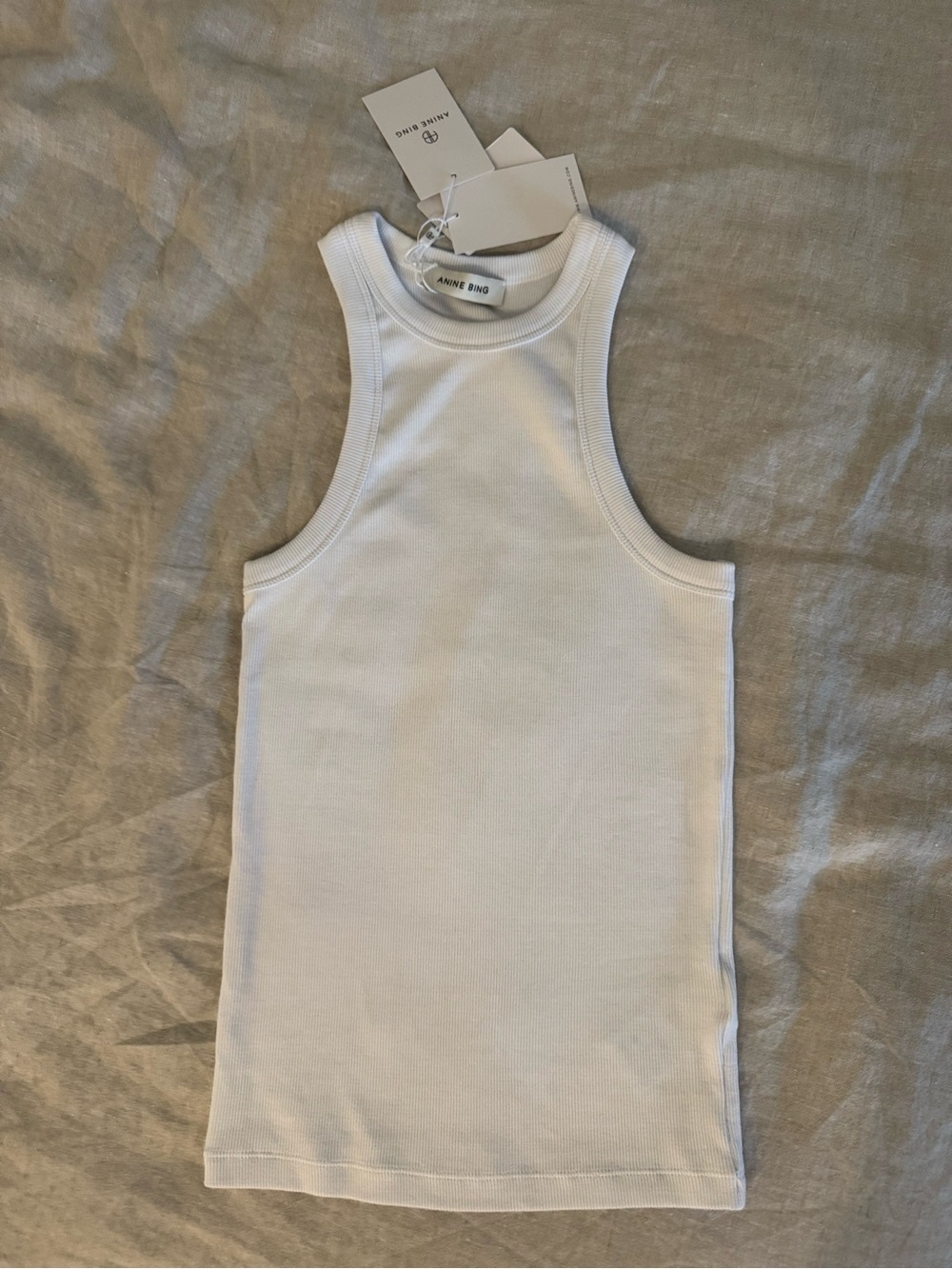 Anine Bing Kids Cream Ribbed Racerback Tank